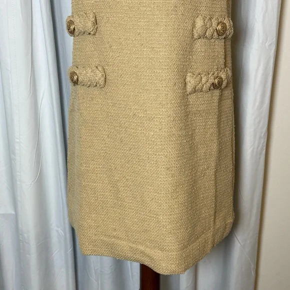 Tuckernuck Jackie Tweed Shift Dress Croissant Tan Preppy Womens Small - Picture 8 of 16